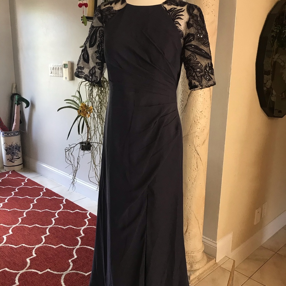 JJs House Dusty Blue Lace Maxi Dress - Picture 2 of 12